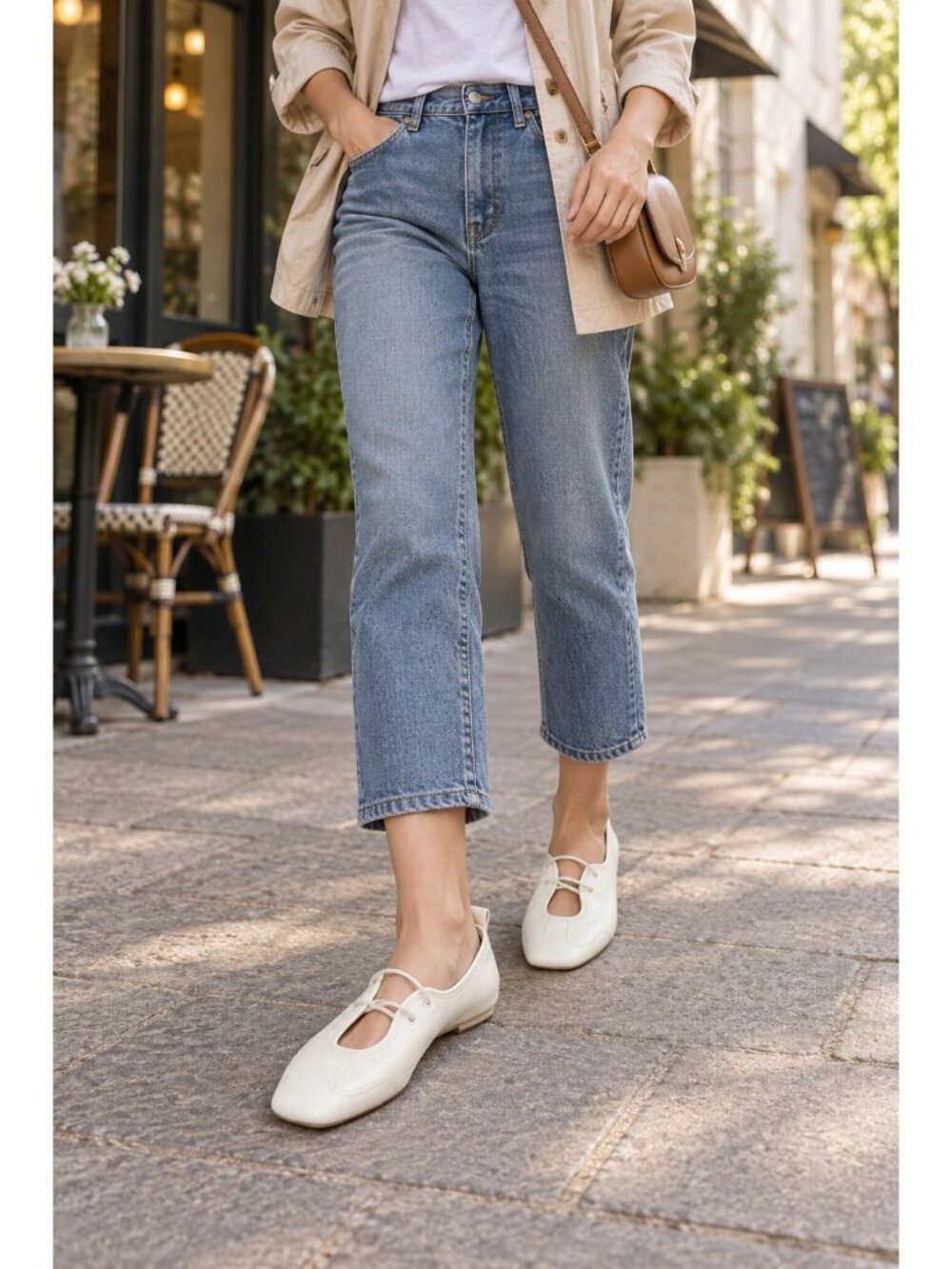 ZARA White Leather Lace Up Ballet Flats EU 36 Square Toe Minimalist Shoes